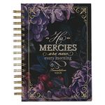 Christian Art Gifts Journal W/Scripture for Women His Mercies Are New Lamentations 3: 22-23 Bible Verse Purple Roses 192 Ruled Pages, Large Hardcover Notebook, Wire Bound