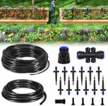 HIRALIY 50FT Garden Watering System, Drip Irrigation Kits for Plants, New Quick Connector, Blank Distribution Tubing, Saving Water Automatic Irrigation Equipment for Patio Lawn