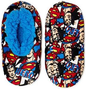 High Point Designs Superman DC Boys Fuzzy Babba Slipper Socks Size Medium/Large (13-14) Blue, Red