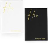 Bagentry 2 Pcs 20-Page Vow Books His and Hers, Bride & Groom Wedding Vow Books with Gold Foil Lettering, Wedding Vow Booklet Officiant Journal for Ceremony Keepsake (White & Black)