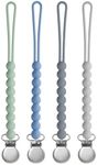 Dummy Clips for Girls, BOUESA Baby Dummy Clip Boys, Pacifier Silicone Clips with One Piece, Keep Pacifier Clean, Dummy Holder 4 Pack