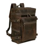 HLC Leather Backpack For Women Men Genuine Leather Laptop Backpack Vintage Large Capacity Business Retro Daypack, Brown, 15.5 inch, Laptop Backpack