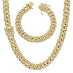 YADOCA Mens Cuban Link Chain Gold Bling Miami Cuban Necklace Bracelet Set Diamond Chain for Men Iced Out Hip Hop Jewelry 56cm