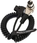 Alvin's Cables XLR 4 Pin Female Right Angle to D Tap Coiled Power Cable for ARRI Alexa Camera Monitor