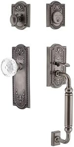 Nostalgic Warehouse 755800 Meadows Plate C Grip Entry Set Crystal Meadows Knob, Antique Pewter, 2.375"