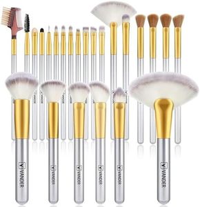 VANDER Makeup Brushes, 24pcs Premium Synthetic Makeup Brush Set for Foundation, Professional Eyeshadow, Eyeliner, Concealer Make up Brush Kit (Without Makeup Bag) Champagne