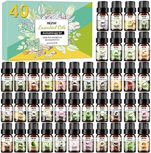 Essential Oils Set - 40 Pcs Premium Essential Oil Kit for Candle Making, Diffusers, Massages, Aromatherapy, Skin Care - Lavender, Eucalyptus, Peppermint, Tea Tree, Sandalwood Aromatherapy Oils