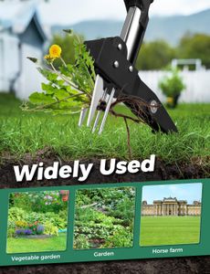 YISSVIC Stand-Up Weed Puller – Stainless Steel 4-Claw, Telescopic Root Remover, Adjustable Non-Slip Handle, Green