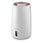 Philips Evaporative Humidifier 3000 Series, NanoCloud Tech, 99.97% Less Bacteria, 300ml/h, 3 Speeds, Sleep Mode, Ultra-Quiet (33dB), Humidity Sensor, Timer, 3L Tank, Covers 45m², White (HU3916/10)