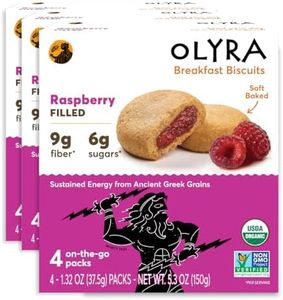 Olyra Fruit Bars Raspberry | Fruit Filled Breakfast Cookies | Kids Healthy Snacks | Low Sugar, Prebiotic High Fiber, Plant-Based Protein Cookies | Vegan, USDA Certified Organic | Boost Energy and Immunity | 4 Count (Pack of 3)