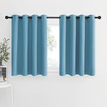 NICETOWN Blackout Window Curtains for Nursery - Eyelet Top Window Treatment Blackout Curtain Panels (Teal Blue=Light Blue, 2 PCs, W52 x L36 + 1.2 inches Header)