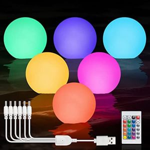 Floating Pool Lights Rechargeable: 6Pack Pool Led Ball Lights with Remote, IP68 Waterproof, 3in Color Changing Glow Orb Night Lights, Bathtub Pond Accessories, Party Garden, Yard, Christmas Decoration