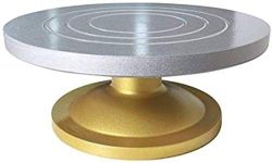 Bakingequipments Degree Smooth Rotating Fiber Cake Stand Cake Decorating Turntable, Silver & Golden 12Inch (30 cm)