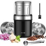 KYG Coffee Grinder Electric Grinder for Flax Seed, Pepper, Spices and Coffee Seeds, 2 Removable Stainless Steel Bowls for Wet and Dry Grinding 300W