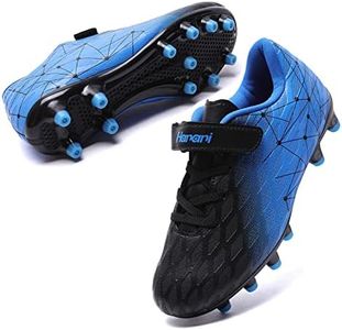 Hanani Boys Girls Soccer Shoes Kids Baseball Cleats Athletic Outdoor Indoor Sports Shoe Youth School Performance Futsal Sneaker Black Blue