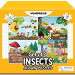 WONDRBOX Insects Jigsaw Puzzles for Kids | Educational Toy for The Kids Age 3 and above| Boost Memory Skills | 12 pieces jigsaw puzzles for kids (Insects,Set of 4 puzzles in box)