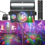 Party Lights with Disco Ball, Sound Activated Strobe Lighting for DJs, Clubs, Bars, Karaoke - Remote Control, Holiday Lights for Home Parties, Birthdays, Christmas