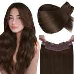 LaaVoo Wire Hair Extensions Human Hair For Women Brown Fish Line Real Human Hair Extensions For Women Medium Brown Invisible Wire Real Human Hair Extensions Brown 20 Inch 100g