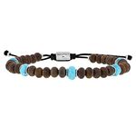 LES POULETTES BIJOUX - Bracelet Men‘s Link Kingman Turquoise and Bronzite Flat Beads