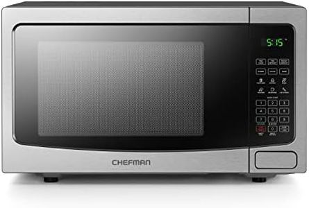 Chefman Countertop Microwave Oven 1.1 Cu. Ft. Digital Stainless Steel Microwave 1000 Watts with 6 Auto Menus, 10 Power Levels, Eco Mode, Memory, Mute Function, Child Safety Lock, Easy Clean