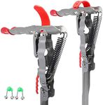 HighFree Upgrade Automatic Fishing Rod Holder, 2 Pack Stainless Steel Fishing Pole Stand with 2 Spring Loaded Tip-up Action for Ground Support Brackets