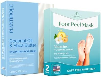 PLANTIFIQUE Hand Mask for Dry Hands – 4 Pairs Moisturizing Gloves and Foot Peeling Mask 2 Pack Dermatologically Tested Repairs Heels - Jasmine