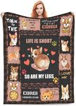 Corgi Flannel Blankets Super Soft and Warm Throw Blanket for Couch Sofa Gifts for Girls Boys Kids