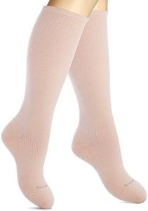 Cotton Compression Socks for Women. Graduated Stockings for Travel, Flight, Pregnancy, Nurses, Maternity, Varicose Veins, Calf Support. 15-20 mmHg Airplane Traveling Hose. Knee High 1 Pair