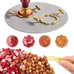 400pcs Yelsky Wax Seal Kit with 2 Metal Wax Seal Mold in Round Flower Shape, Sealing Wax Kit with Silicone Craft Mat for 1In Wax Stamp, Stamp Seal Wax Beads Kit for Gift Wedding Invitations Decoration