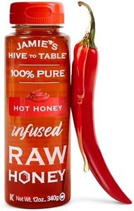 Jamie`s Hive to Table Hot Honey, 12 Oz – 100% Natural Raw Honey Infused with Extra Hot Pepper Extract – Gluten-Free, Non-GMO – Spicy Honey Perfect For Your Pizza, BBQ, Charcuterie, or Cocktails