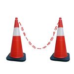 Frontier Road Traffic Cone, Pack of 2 Safety Cones 775mm with 150mm Reflective Tape & 2 mtr Plastic chain (Heavy-Duty Cones for Parking Lot, Red Traffic Cone with Rubber Weighted Base)