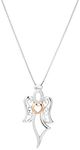 Two-Tone Sterling Silver and Rose Gold Over Sterling Silver Angel with Heart Pendant Necklace, 18"