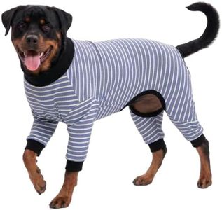 LovinPet Giant Dogs PJS Apparel, Blue and Yellow Stripe Dog Shirt, 4-Legged Design, Full Body Coverage, Large Breed Dog PJS, Pajamas for Pitbulls, Onesies for Dogs, Large