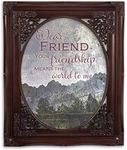 Cottage Garden Dear Friend You Mean The World Mahogany Floral Cutout 8 x 10 Table Top and Wall Photo Frame