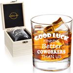 LIGHTEN LIFE Good Luck Finding Better Coworkers Than Us Whiskey Glass 360ml,Novelty Coworker Leaving Gift in Valued Wooden Box,Farewell Gift for Coworker Boss Colleague Friend Men