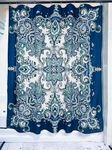 Istanbul Blue Fabric Shower Curtain: Floral Mandala Design