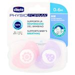 Chicco PhysioForma Air Dummy, Baby Dummy 0-6 Months with Silicone Teat, Pack of 2, Dummy Supports Physiological Breathing and Promotes Correct Development of The Mouth, Pink