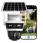 Camate Stellar Duo 4+4MP (2.4GHz & 5GHz) Dual-Band WiFi Solar Outdoor CCTV Camera with 7W Solar Panel, 10400mAh Battery, Motion Detection, Two-Way Audio, IP65 Waterproof Wireless Security Camera