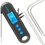 Inkbird Digital Meat Thermometer IHT-2PB With External Probes Backlight Display 2 Sec Instant Readout Temperature Alarms And Timers Rechargeable Food Thermometer For Grilling BBQ Cooking