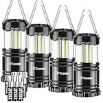 LED Camping Lantern, Costech 4 Pack Portable Brightest Outdoor Emergency Light; with 12 AA Batteries for Camping, Hiking, Fishing, Hurricane, Storm, Outage