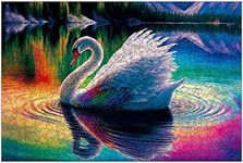 Mys Aurora Unique Wooden Jigsaw Puzzles - Lake Swan, 500 Pcs King Size 13.2'' x 19.8'', Luxurious Animal Shaped Wood Puzzle, Beautiful Package, Best Gift for Adults …