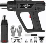 MTHKLO Heat Gun 1800W Fast Heat Hot Air Gun Kit with 50℃- 600℃ Dual-Temperature 10-Adjust and 4Nozzles for DIY Shrink PVC Tubing/Wrapping/Crafts,Stripping Paint with Multiple Accessories (Black)