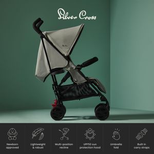 Silver Cross Pop 2 Stroller – Lightweight Sage Green Pushchair