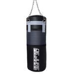 De Jure Fitness High Performance Heavy Duty Filled Punching Bag with Rust Proof Stainless Steel Hanging Chain, PU Material Punching Bag for Boxing (3 Feet, Black-Grey)