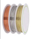 ART IFACT 60 Meters - 24 Gauge Copper, Silver and Brass Wire (20 Meters Each) for Craft, Jewellery Making and School Project (24 Gauge (0.56 mm))