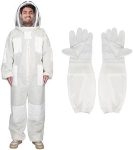 XGGYA 3Layer Suit for Bee,Ultra Ventilated Breathable Cotton,Full Bee Suit Equipped with Sheepskin Gloves,Comfortable with Maximum Protection,Commercial & Beginner Beekeepers's Choice(XL)