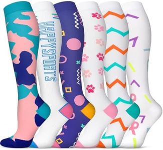 Hi Clasmix 6 Pairs Copper Compression Socks for Men & Women 20-30 mmHg Graduated Compression Stockings for Sports Running Flight Travel Pregnancy(Camouflage, S/M)