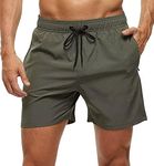 YuKaiChen Men's Swimming Trunks Quick Dry Beach Shorts Casual Running Gym Shorts with Zipper Pockets and Mesh Lining ArmyGreen-XL