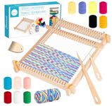 Homewit Weaving Loom Kit for Kids, 24x28cm Large Wooden Knitting Loom with 12 Yarns,Metal Frame, Rods, Combs and Shuttles, Knitting Machine for Schools, Home, Craft Groups