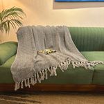 LUSHLYF Grey Chevron Cotton Sofa Throw – 50x60 Inch | Soft & Durable | Perfect for Sofas, Beds, or Lounges | Classic Design, Machine Washable